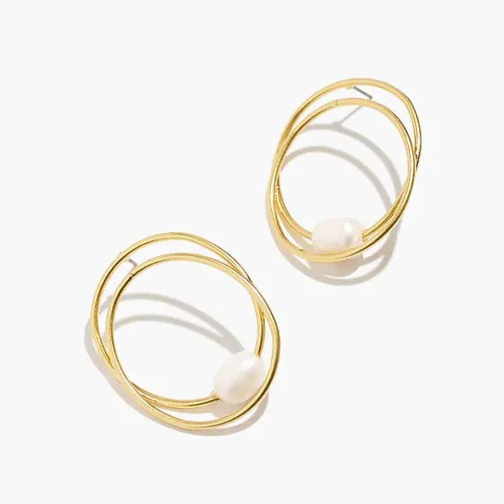 Madewell Freshwater Pearl Double Hoop Earrings